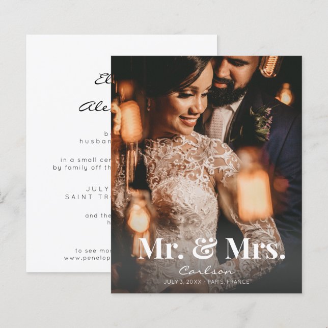Budget Mr. en mevrouw Vertical Wedding Announcemen (Voorkant / Achterkant)