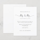 Budget Mr. en Mr. Script Gay Wedding Bedankt (Voorkant / Achterkant)