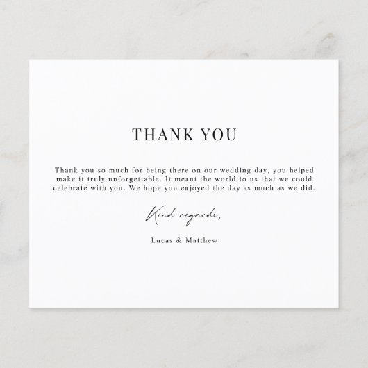 Budget Mr & Mr Wedding Foto Dank u Kaart (Achterkant)