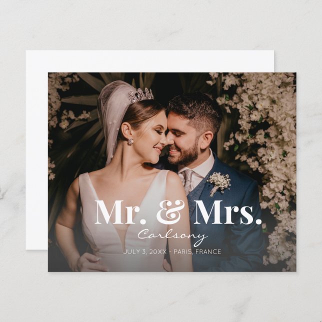 Budget Mr. & Mrs Photo Wedding Announcement (Voorkant / Achterkant)