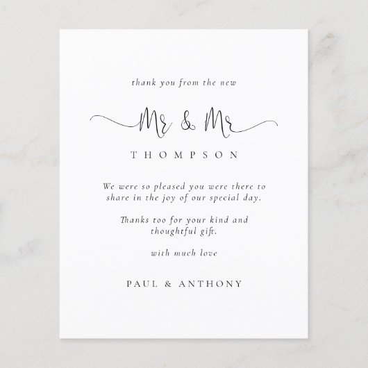 Budget Mr. Script Photo Gay Wedding Bedankt (Voorkant)