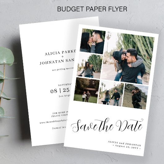 Budget multi foto collage trouw save the date flyer