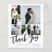 Budget multi foto eenvoudige bruiloft dank u kaart (Voorkant)