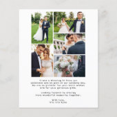 Budget multi foto moderne eenvoudige bruiloft dank (Achterkant)