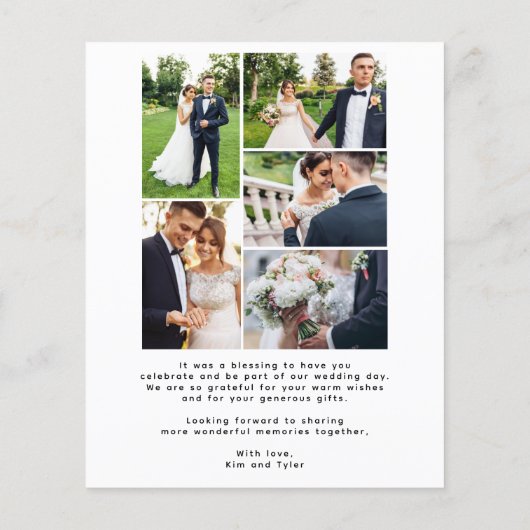 Budget multi foto moderne eenvoudige bruiloft dank (Achterkant)