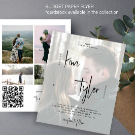 Budget multi foto QR CODE trouw uitnodiging Flyer