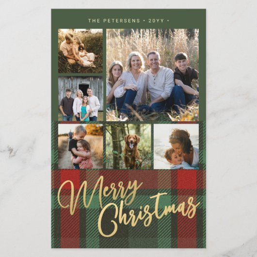 Budget multi foto rood groen plaid Kerstmis Flyer (Voorkant)
