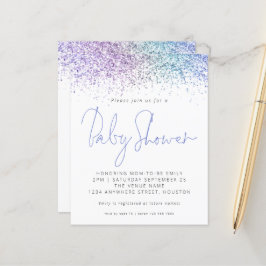 Budget Multicolor Glitter Baby shower Uitnodiging
