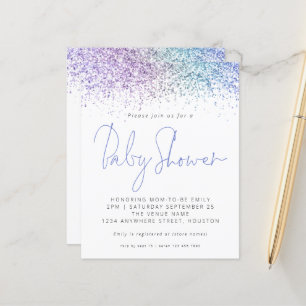 Budget Multicolor Glitter Baby shower Uitnodiging