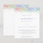 Budget Multicolor Glitter Sweet 16 Uitnodiging (Voorkant / Achterkant)
