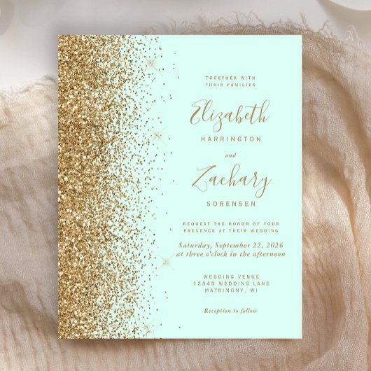 Budget Munt Green Gold Glitter Weddenschap