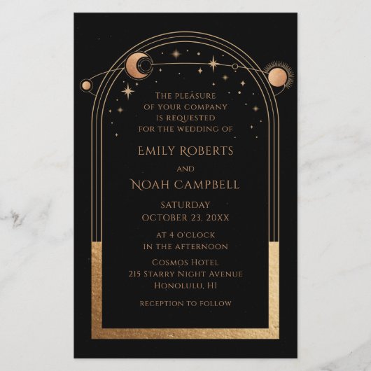 Budget Mystical Black Gold Sun Moon Foto Weduwscha Flyer (Voorkant)