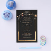 Budget Mystical Black Gold Sun Moon Foto Weduwscha Flyer (Enkel)