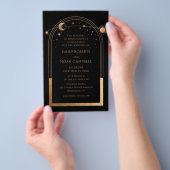 Budget Mystical Black Gold Sun Moon Foto Weduwscha Flyer (Hand)