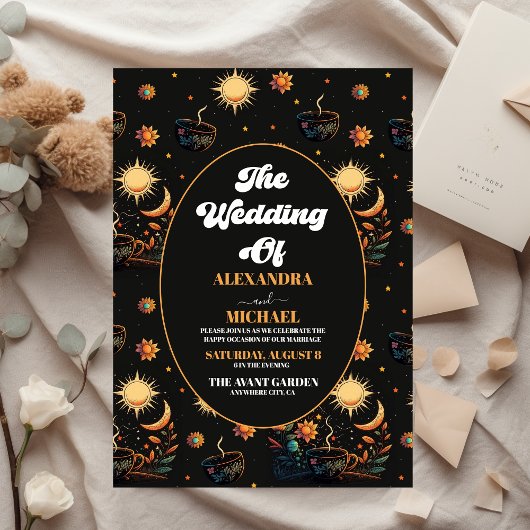 Budget Mystiek Zwart Goud Hemelse Sterren Bruiloft