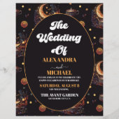 Budget Mystiek Zwart Goud Hemelse Sterren Bruiloft Flyer (Voorkant)