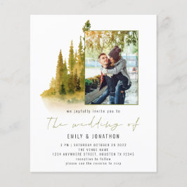 Budget najaar Forest Foto QR Olive Wedding Invite