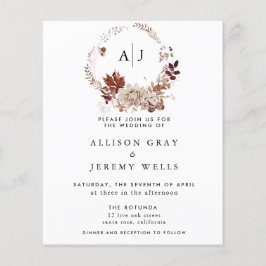 Budget najaar Monogram Weddenschap Uitnodiging Flyer