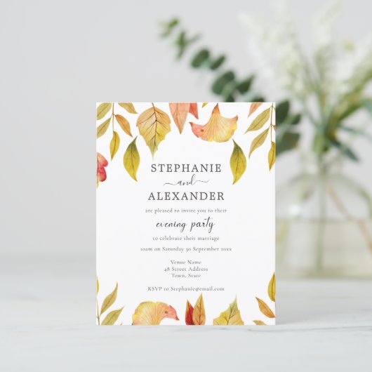 Budget najaar Uitnodiging om de bruiloft van het h (Staand voorkant)