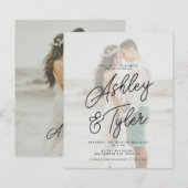 Budget namen script overlay foto trouwkaart uitnod (Voorkant / Achterkant)