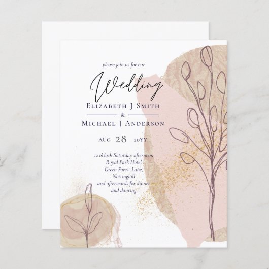 BUDGET Natural Earth Abstracte Trouw Uitnodigingen (Voorkant / Achterkant)