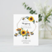 BUDGET Natuur Boho bees Sunflower Wedding INVITE (Staand voorkant)