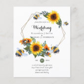BUDGET Natuur Boho bees Sunflower Wedding INVITE (Voorkant)