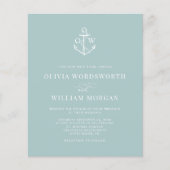 Budget Nautical Anchor Wedding Invite Zee Glass Flyer (Voorkant)