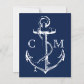 Budget Nautical Anchor White Wedding Invitation (Achterkant)