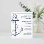 Budget Nautical Anchor White Wedding Invitation (Staand voorkant)