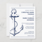 Budget Nautical Anchor White Wedding Invitation (Voorkant)