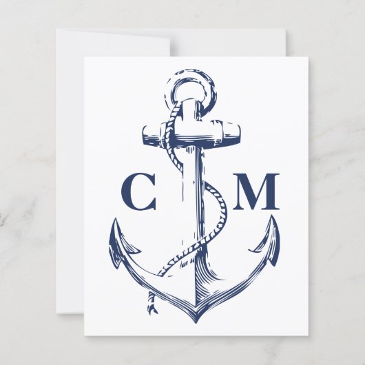 Budget Nautical Anker Navy Pensioen Uitnodiging (Achterkant)