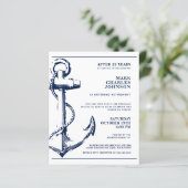 Budget Nautical Anker Navy Pensioen Uitnodiging (Staand voorkant)