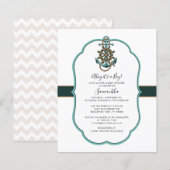 Budget Nautical Boy Baby shower Invitation (Voorkant / Achterkant)