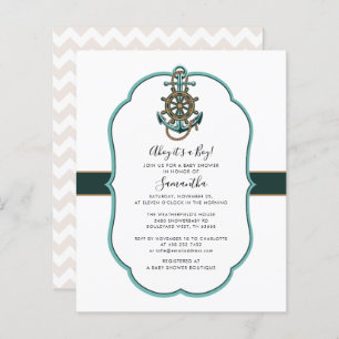 Budget Nautical Boy Baby shower Invitation
