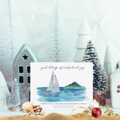 Budget Nautical Coastal Waterverf Kerstmis Kaart