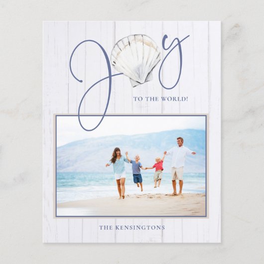 Budget Nautical Kerstmis Joy Shell Holiday Foto (Voorkant)