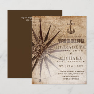 BUDGET  Nautical Map Wedding Invite