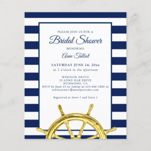 Budget Nautical Navy Gold Bridal Shower
