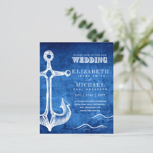 BUDGET Nautical Sailing Destination Wedding Invite (Staand voorkant)