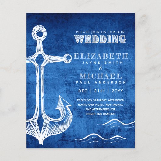 BUDGET Nautical Sailing Destination Wedding Invite (Voorkant)