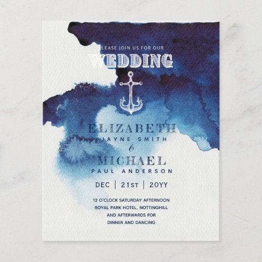 BUDGET Nautical Sailing Destination Wedding Invite (Voorkant)