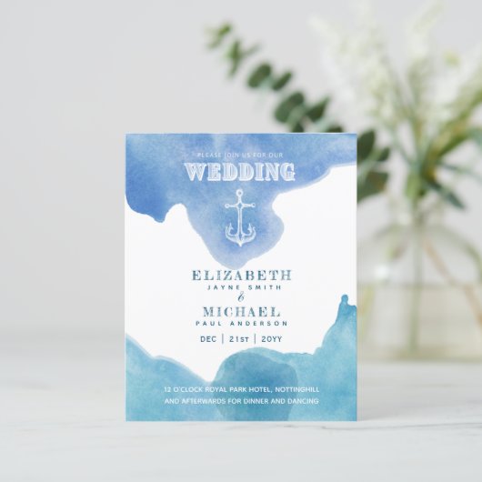 BUDGET Nautical Sailing Destination Wedding Invite (Staand voorkant)