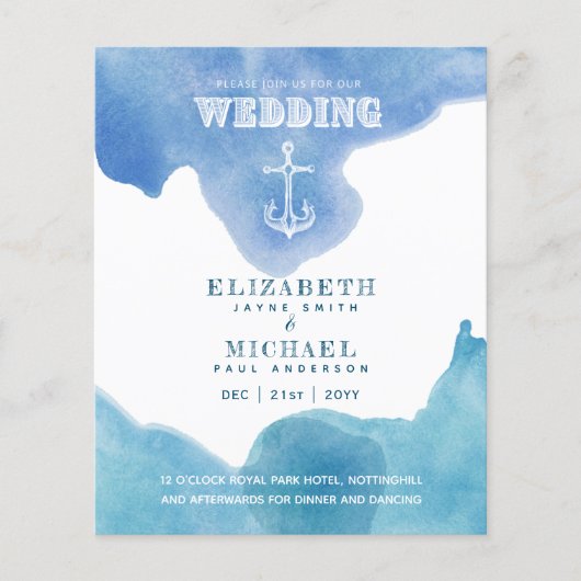 BUDGET Nautical Sailing Destination Wedding Invite (Voorkant)