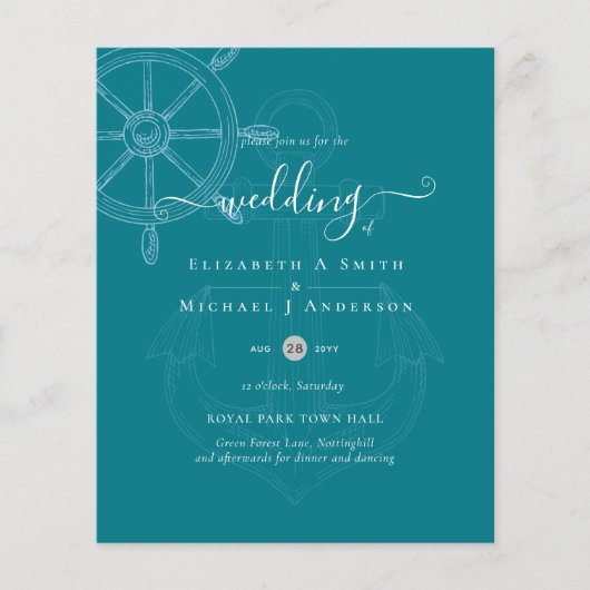 BUDGET Nautical Ships Wheel Weddenschap Flyer (Voorkant)