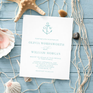 Budget Nautical Wedding Invite Zee Glass Blue Flyer