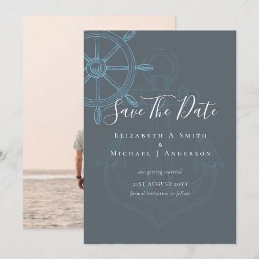 BUDGET Nauwe FOTO Save Dates Zee Beach Ocean (Voorkant / Achterkant)