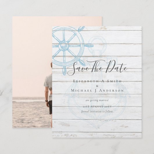 BUDGET Nauwe FOTO Save Dates Zee Beach Ocean (Voorkant / Achterkant)