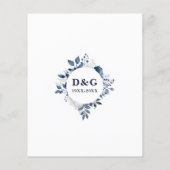 Budget Navy 50e bruiloft Jubileum Bloemen Uitnodig (Achterkant)