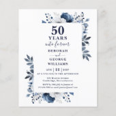 Budget Navy 50e bruiloft Jubileum Uitnodiging (Voorkant)